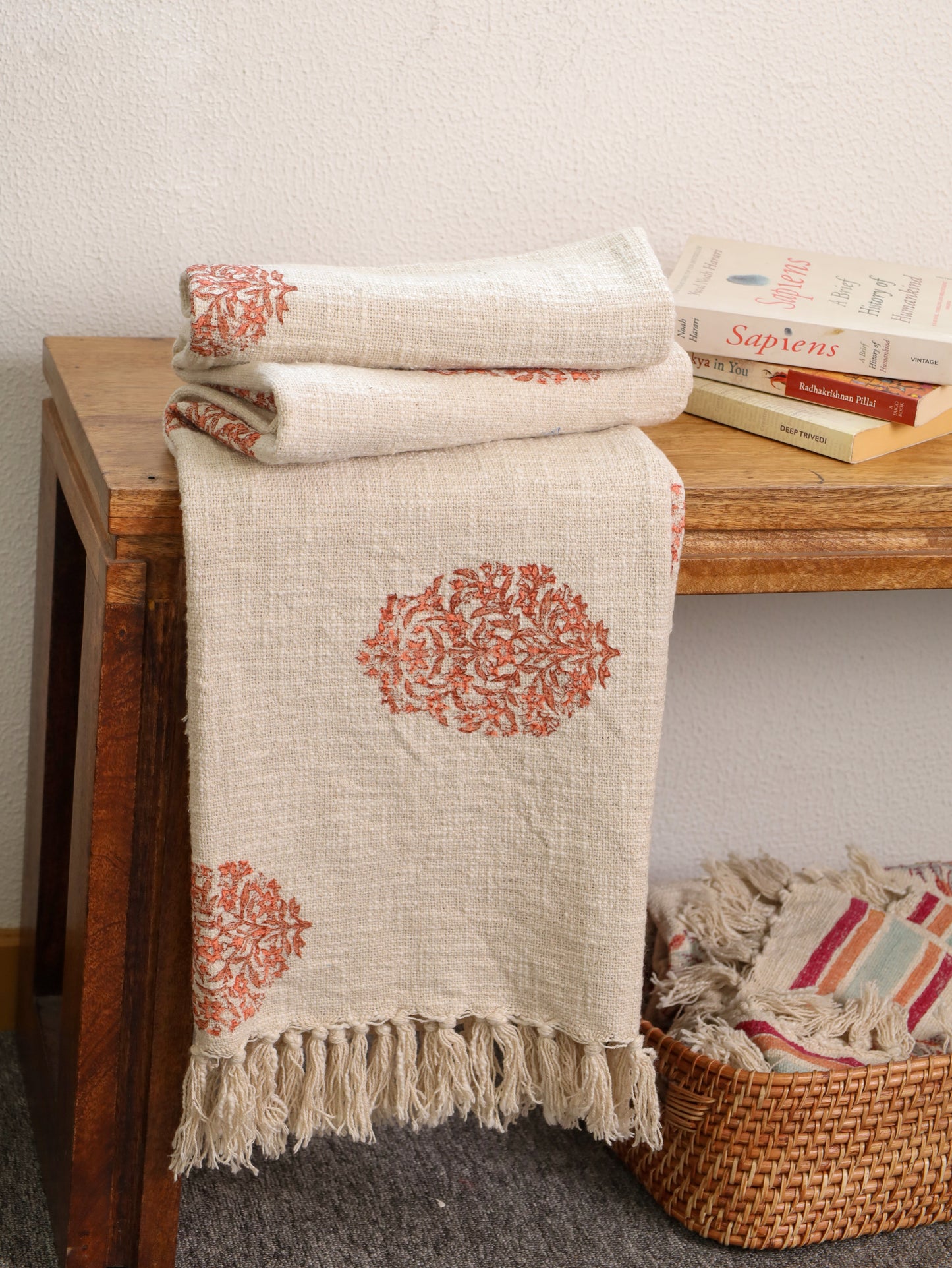 Blush Block Hand Block Printed woven Throw
