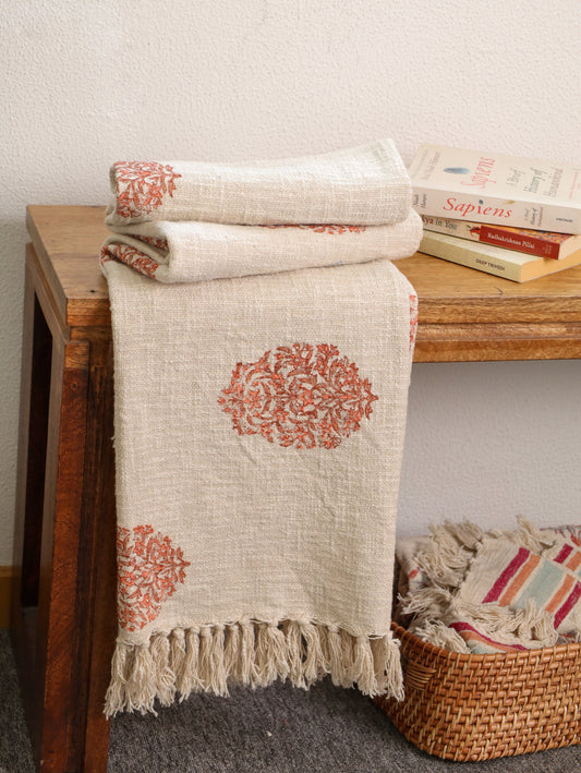 Blush Block Hand Block Printed woven Throw