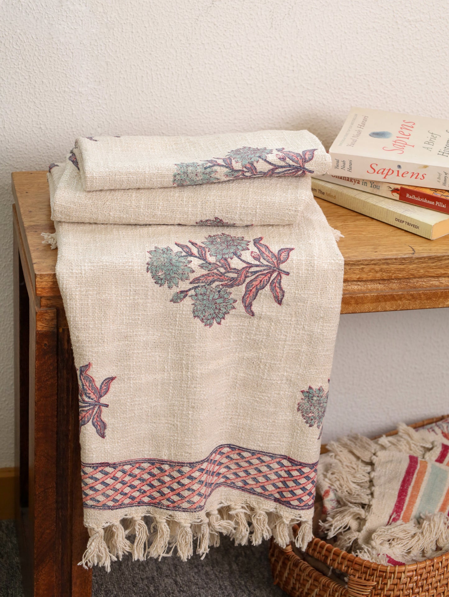 Petal & Mint Hand Block Printed woven Throw