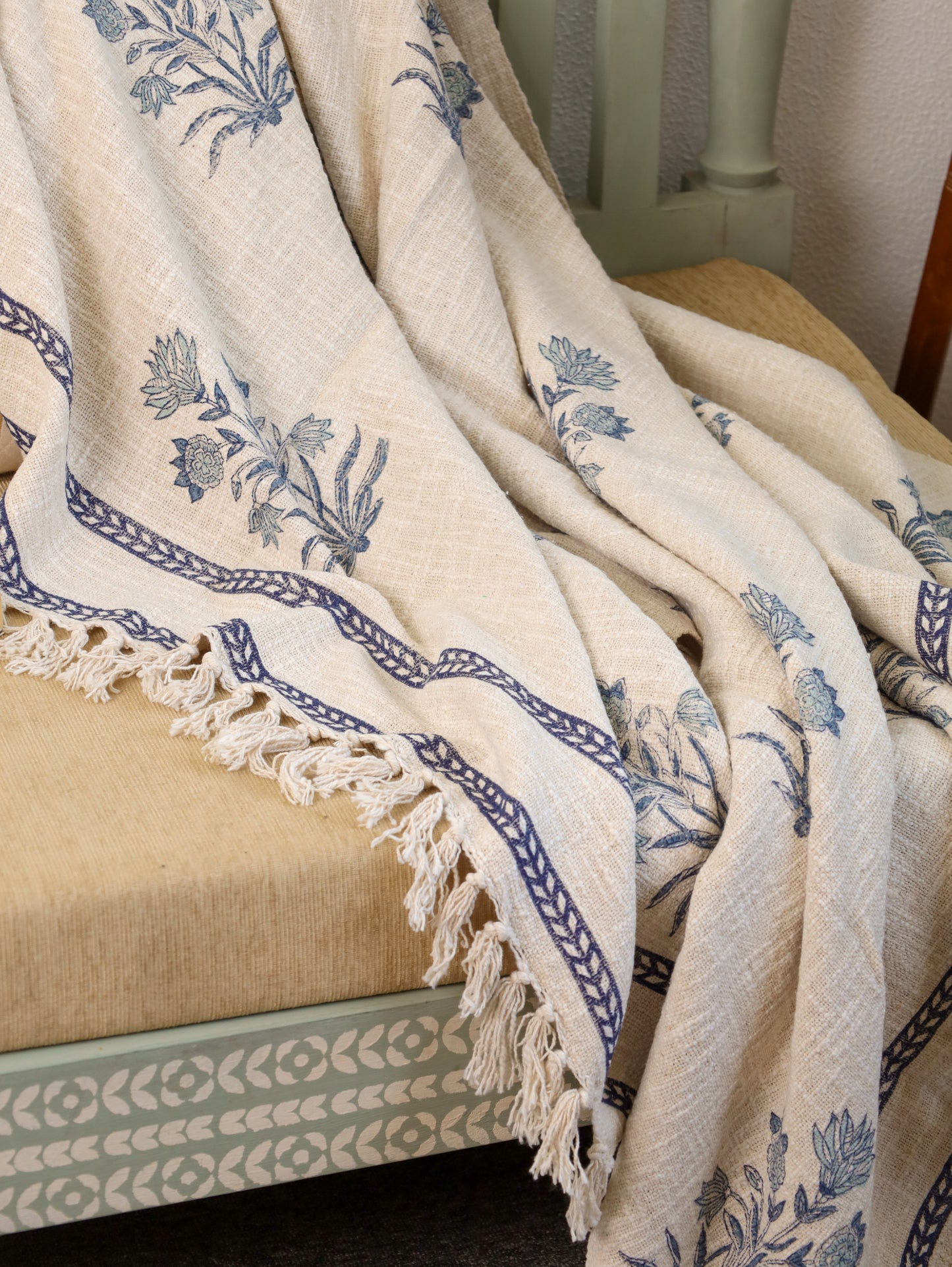 Sky Stamp Hand Block Printed woven Throw