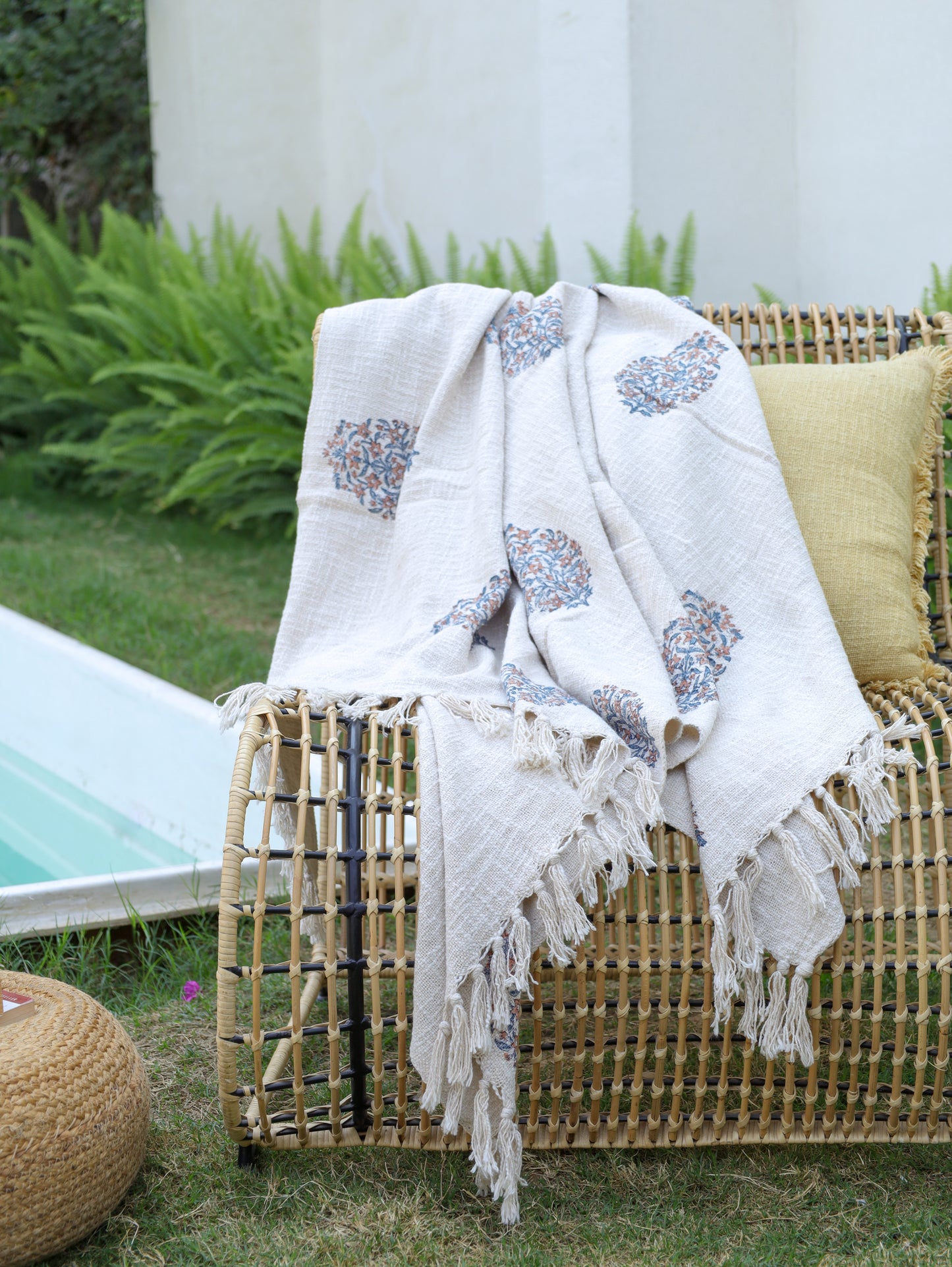 Tangerine Tide Hand Block Printed woven Throw