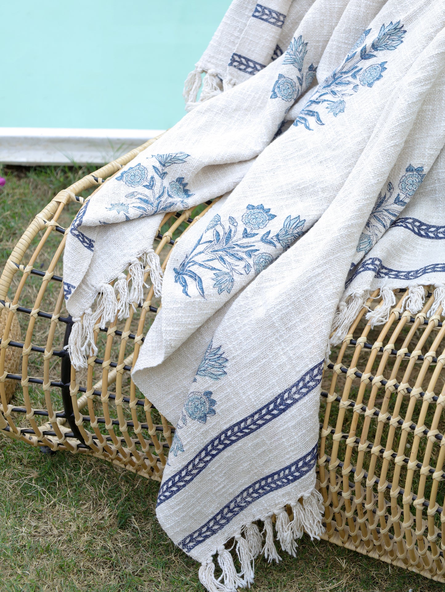 Sky Stamp Hand Block Printed woven Throw