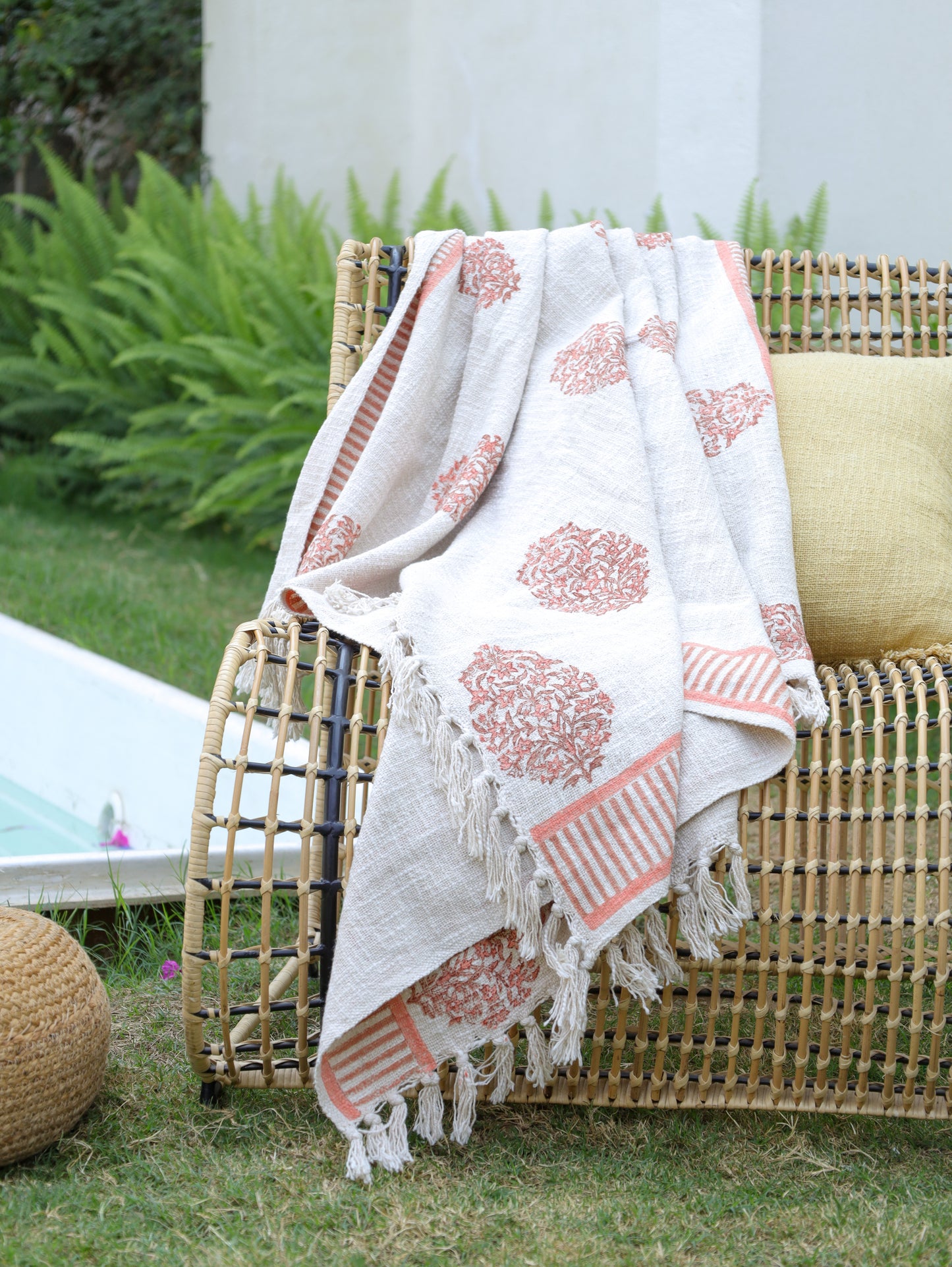 Blush Block Hand Block Printed woven Throw