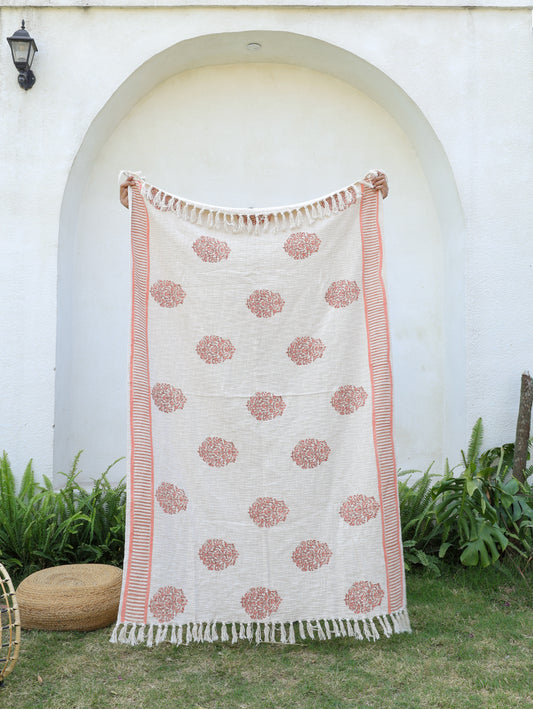 Blush Block Hand Block Printed woven Throw
