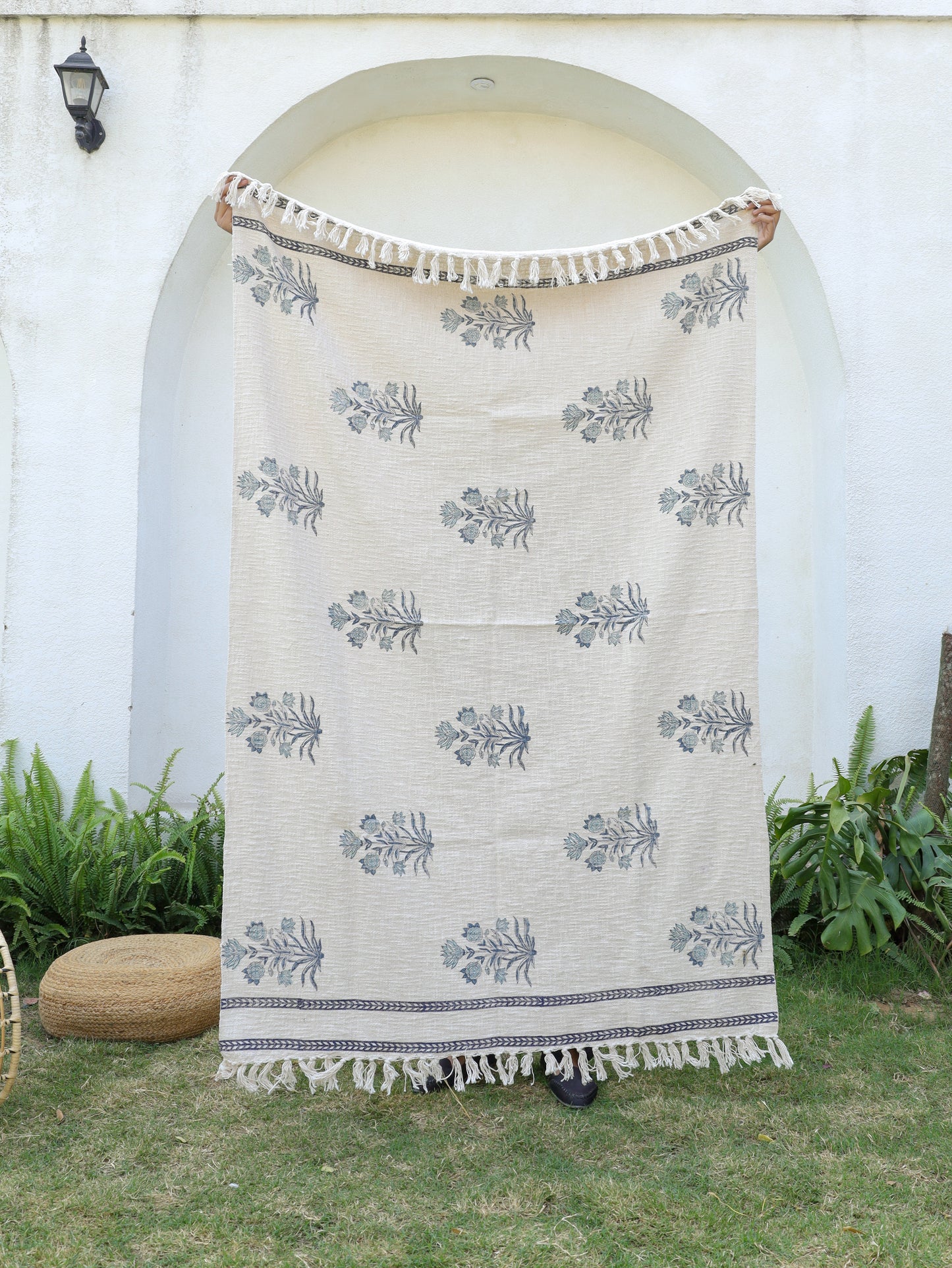 Sky Stamp Hand Block Printed woven Throw