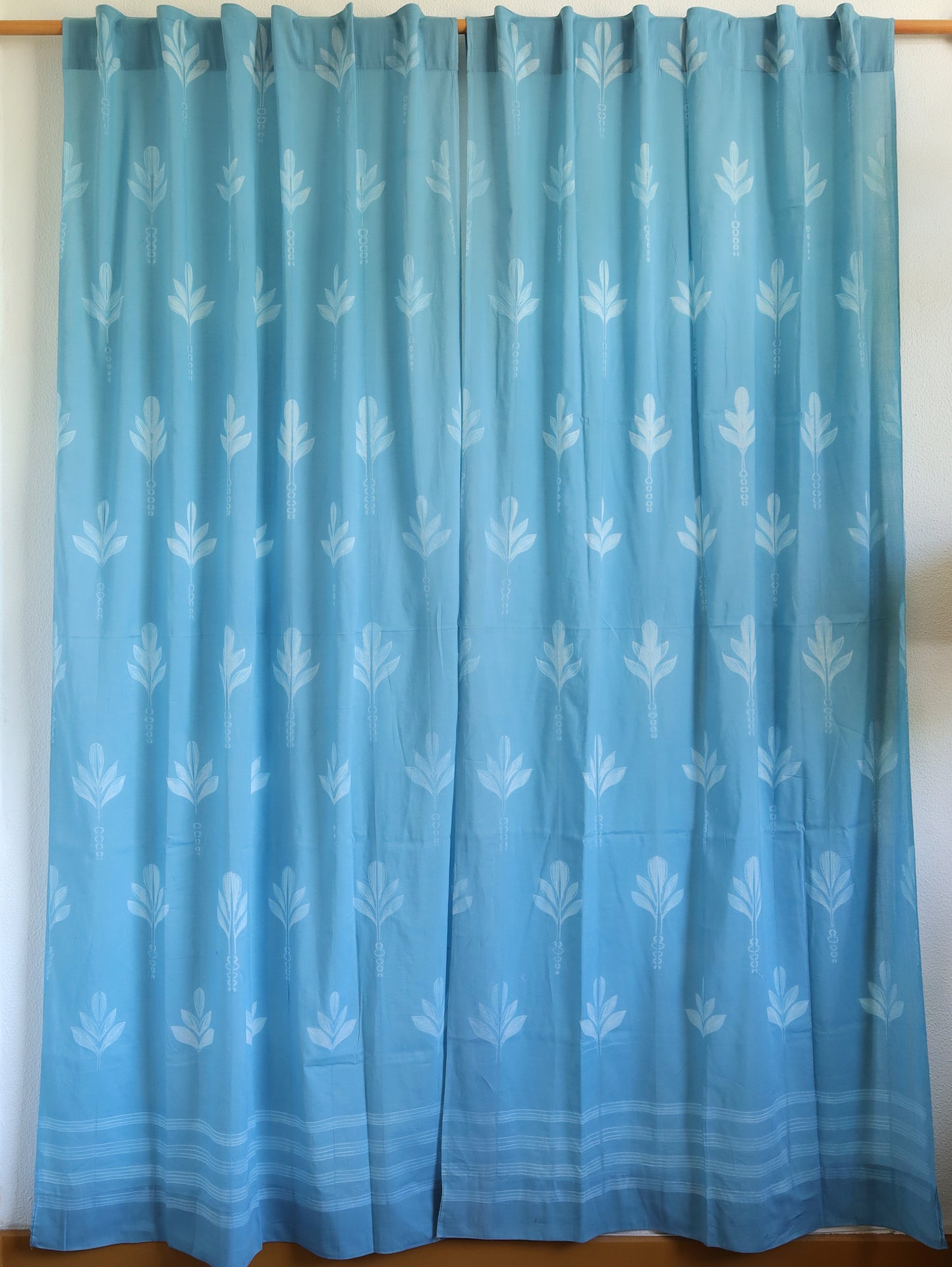Sky Petal Hand Dyed Shibori Cotton Curtains - Set of 2