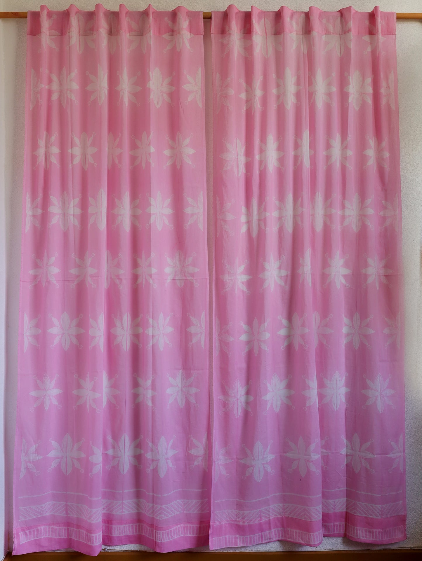 Gulabi Phool Hand Dyed Shibori Cotton Curtains - Set of 2