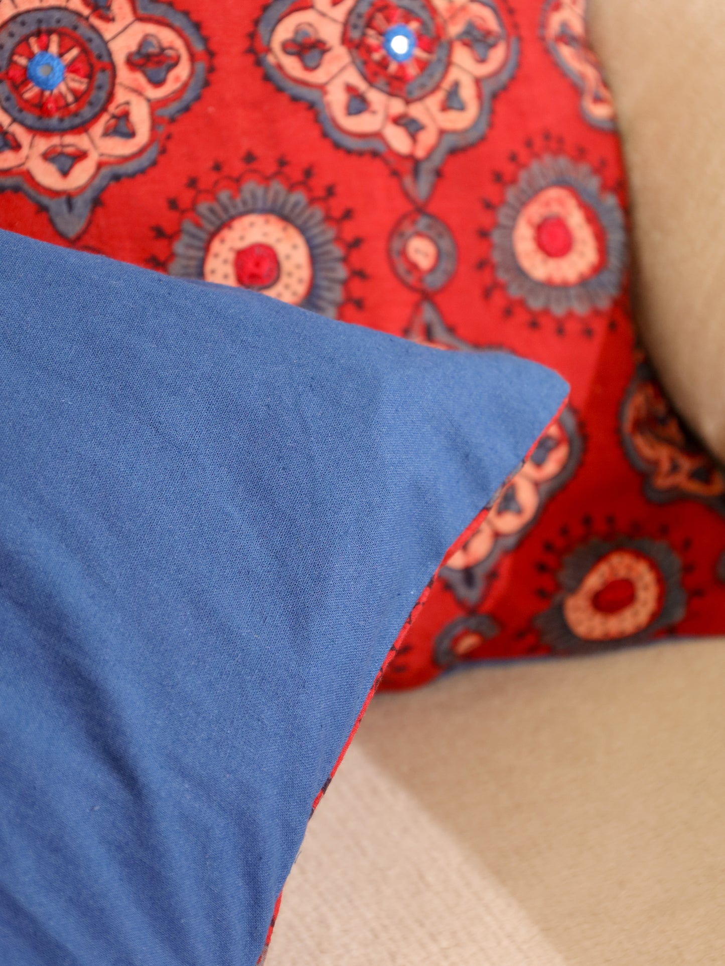 Rustic Royalty Handcrafted Ajrakh Cushion Cover