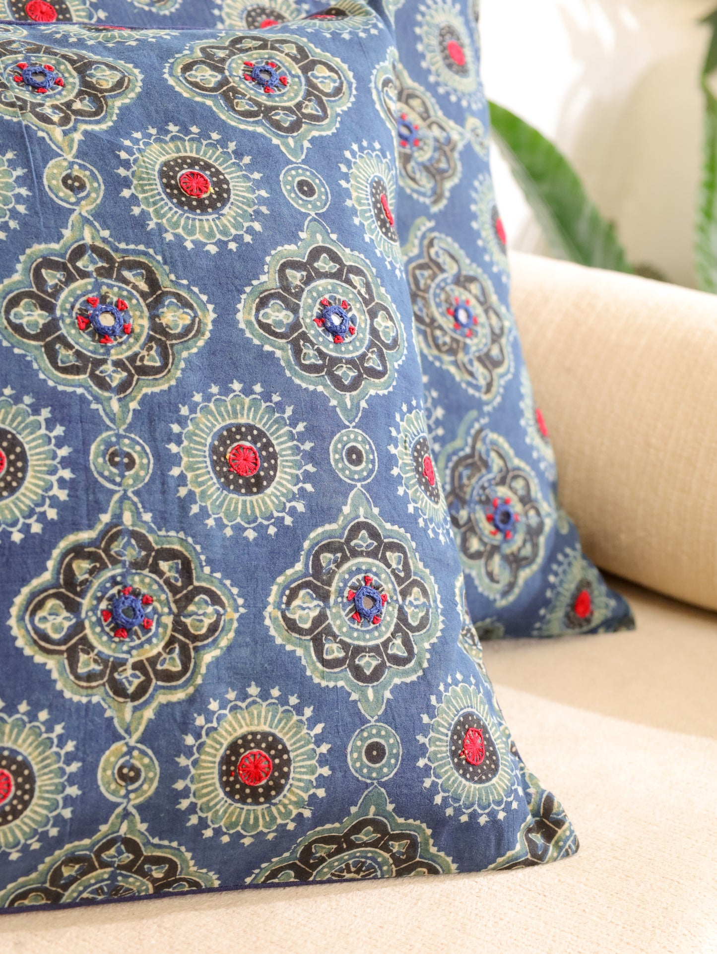 Blue Heritage Handcrafted Ajrakh Cushion Cover