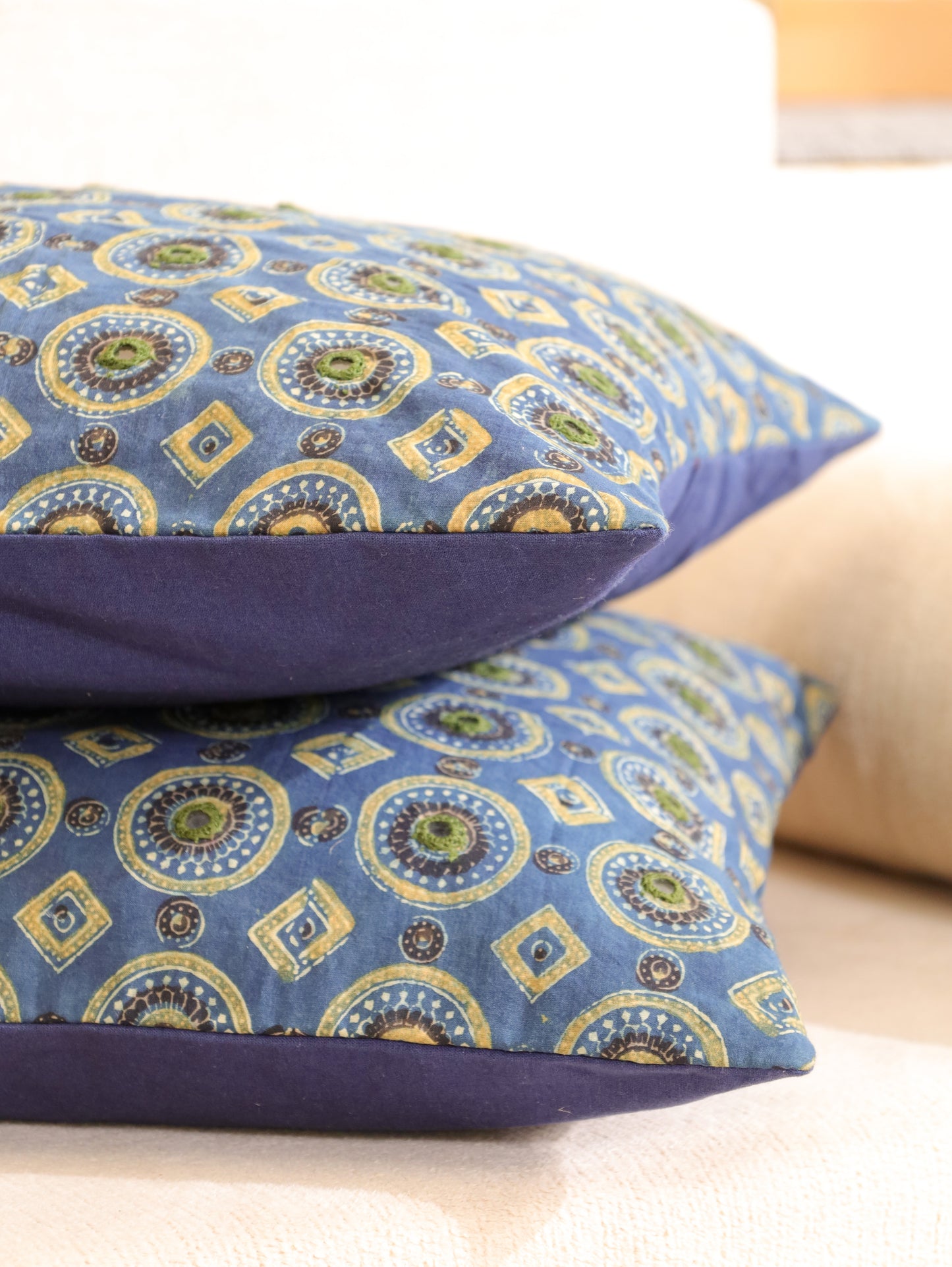 Siyah Gharana Handcrafted Ajrakh Cushion Cover