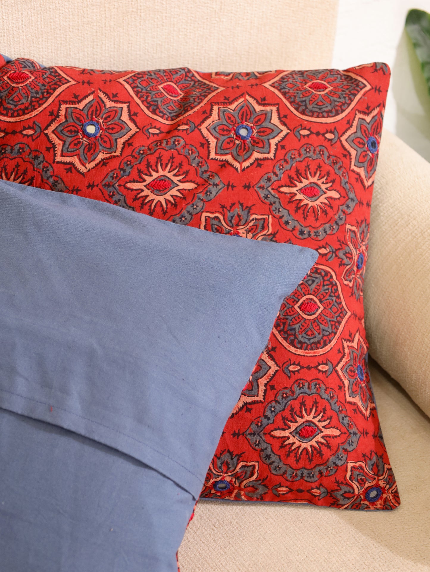 Folk Fusion Handcrafted Ajrakh Cushion Cover