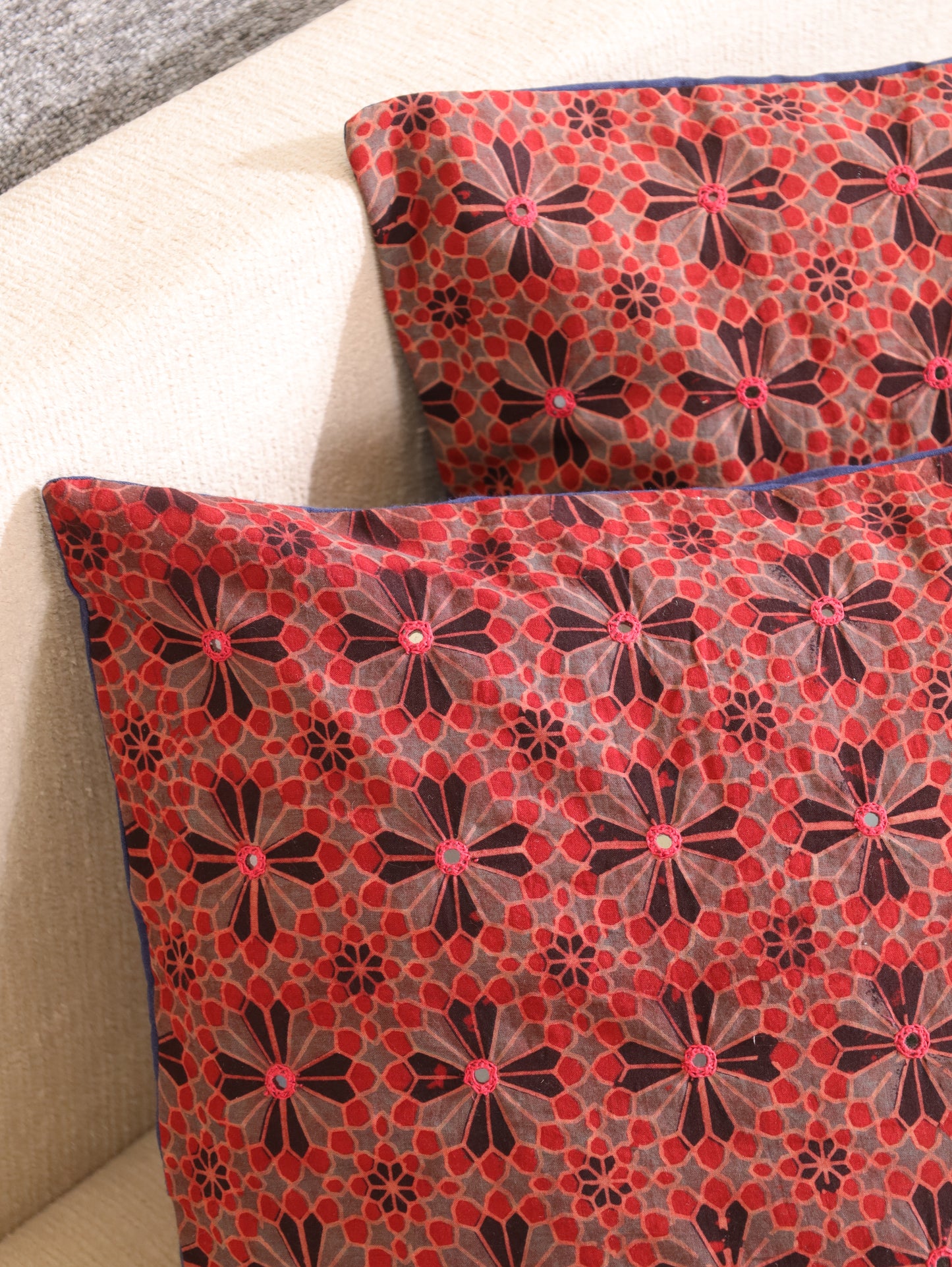 Mystic Threads Handcrafted Ajrakh Cushion Cover