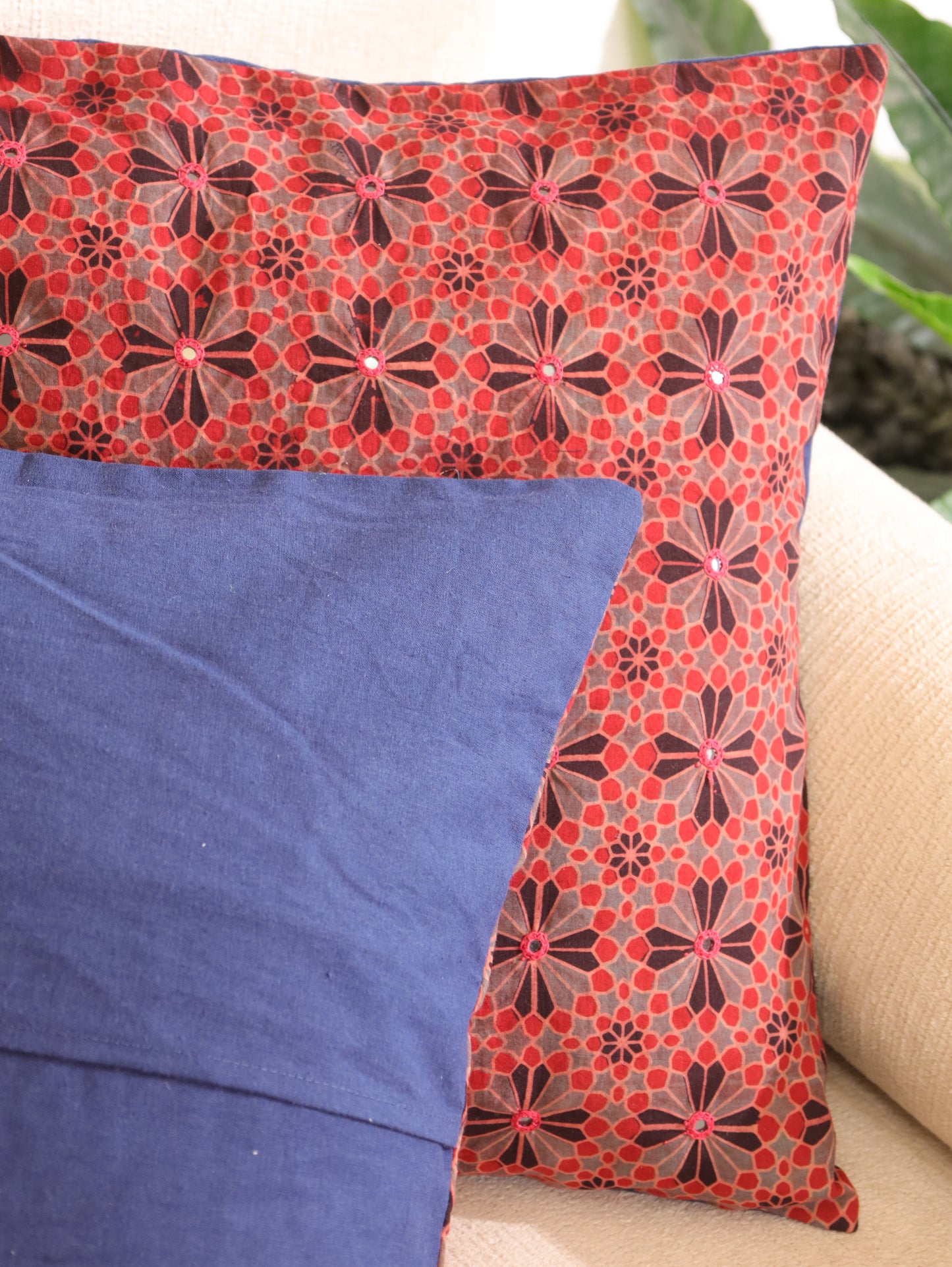 Mystic Threads Handcrafted Ajrakh Cushion Cover