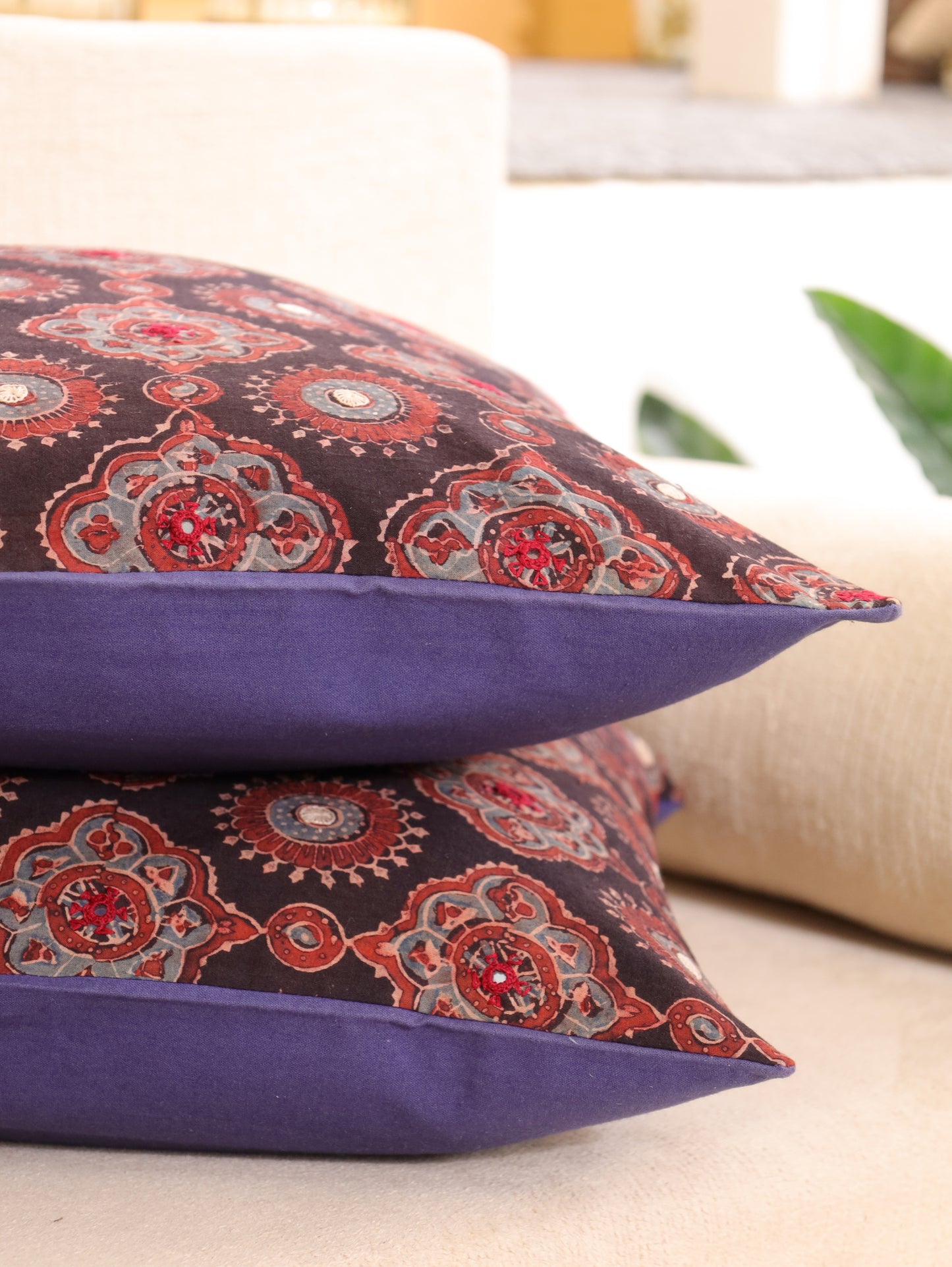 Bhoomi Rang Handcrafted Ajrakh Cushion Cover