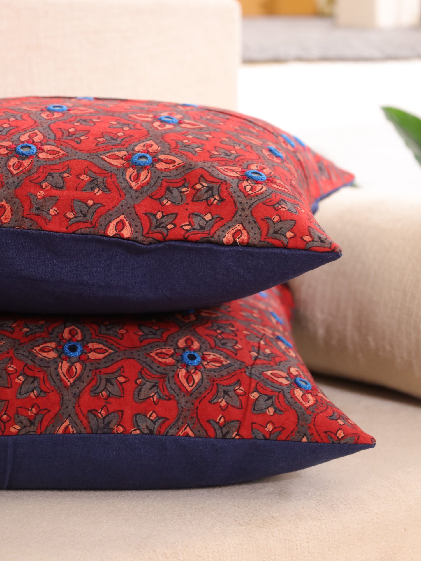 Timeless Threads Handcrafted Ajrakh Cushion Cover - Set of 2