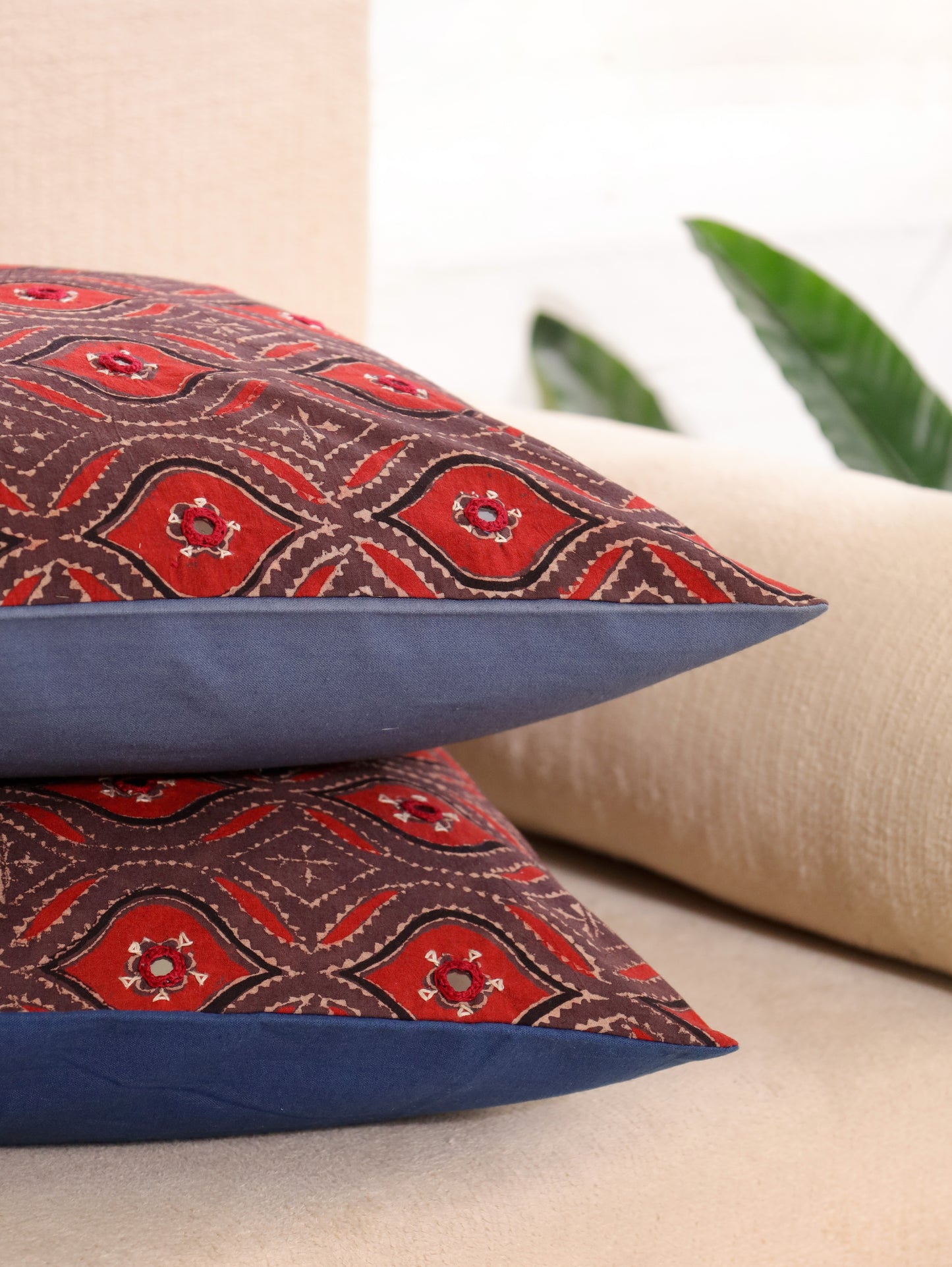 Timeless Threads Handcrafted Ajrakh Cushion Cover - Set of 2