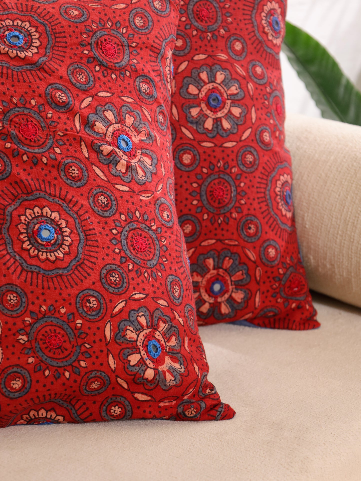 Crafted Fusion Handcrafted Ajrakh Cushion Cover - Set of 2