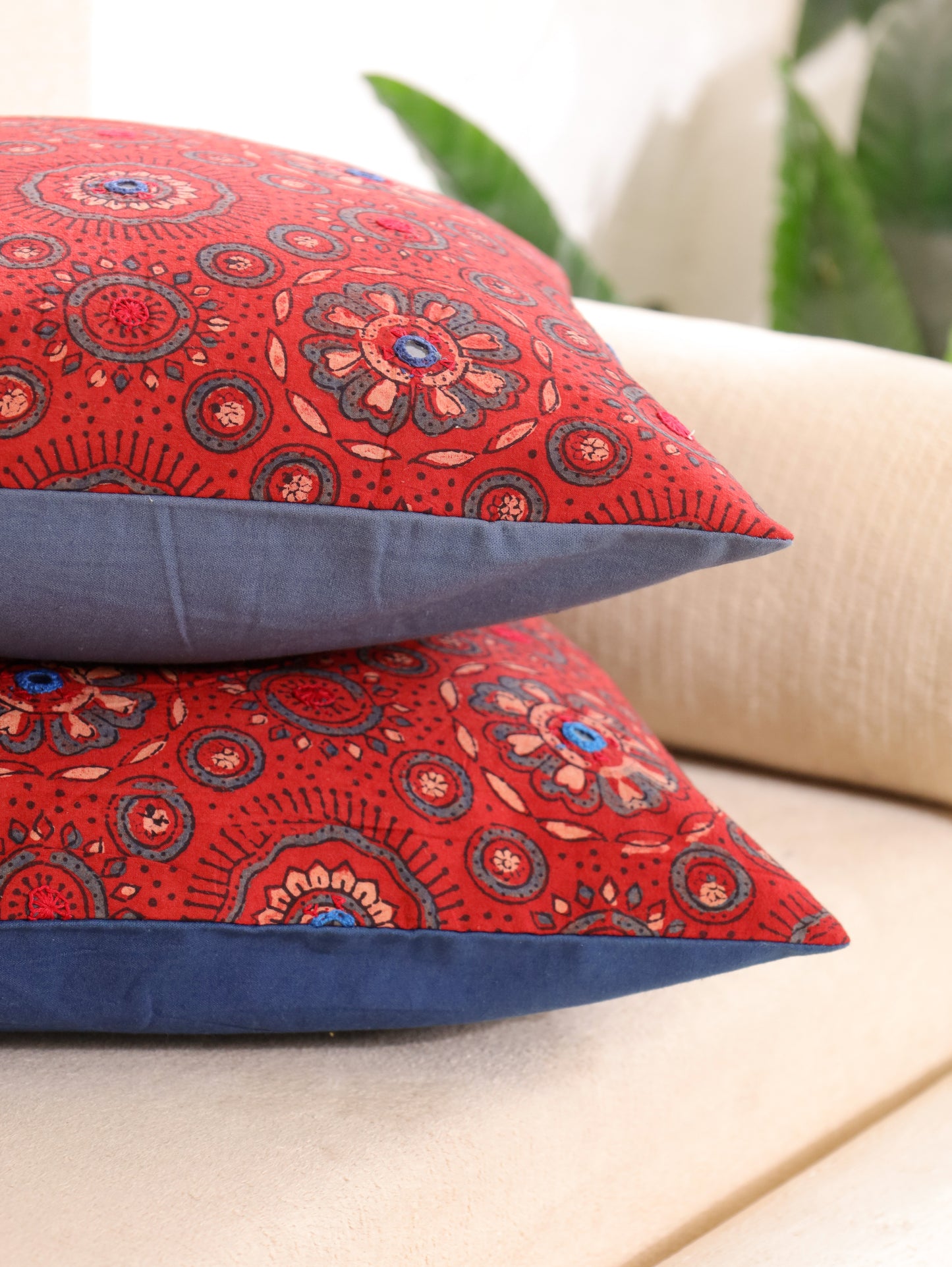 Crafted Fusion Handcrafted Ajrakh Cushion Cover - Set of 2
