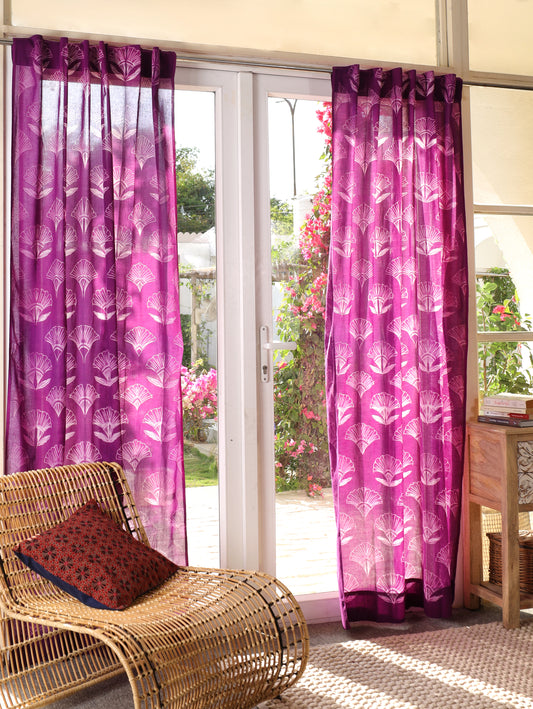 Jamuni Butta Hand Dyed Shibori Cotton Curtains - Set of 2