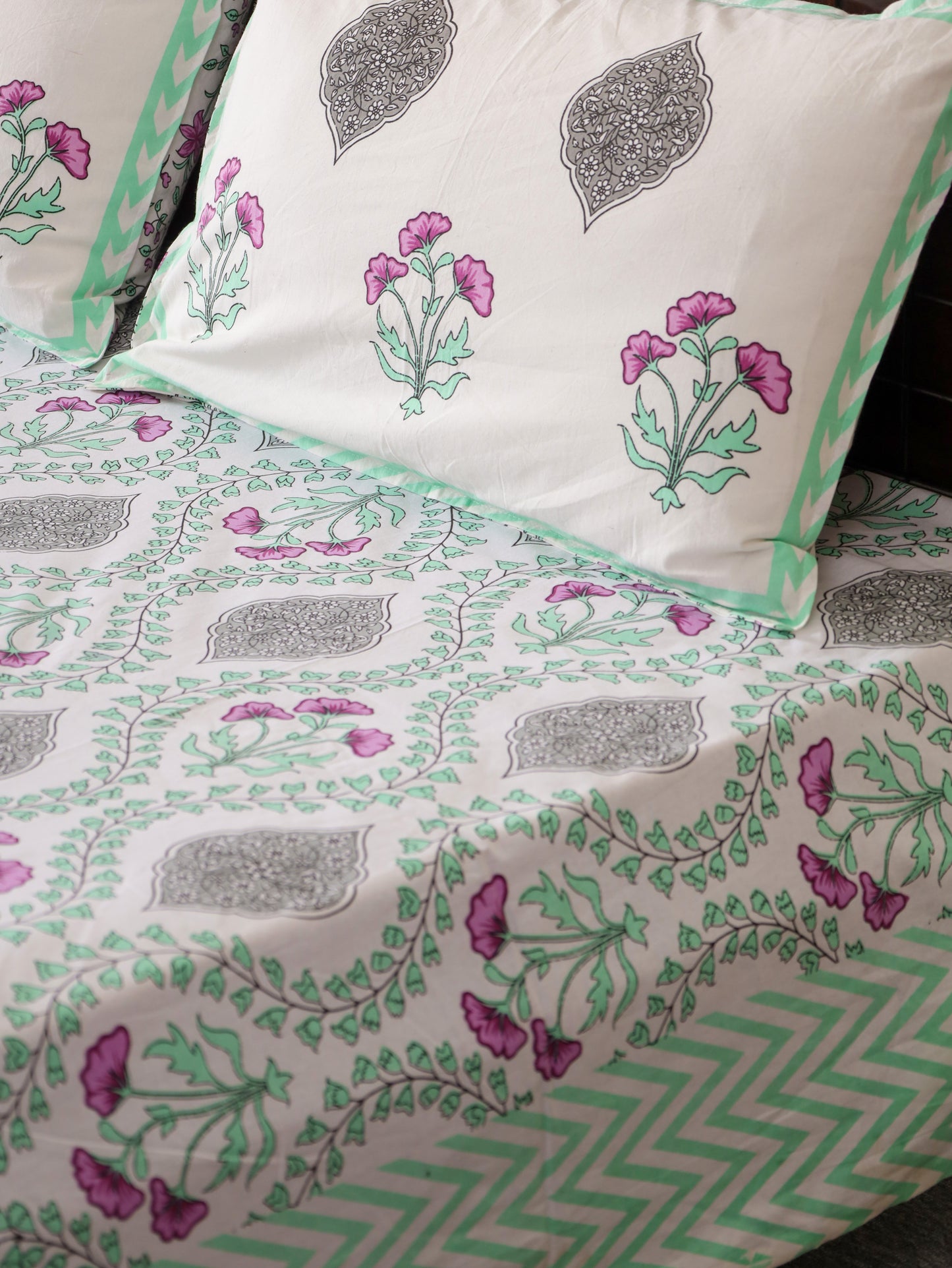 Rang Mahal Hand Block Printed Queen Size Bedsheet