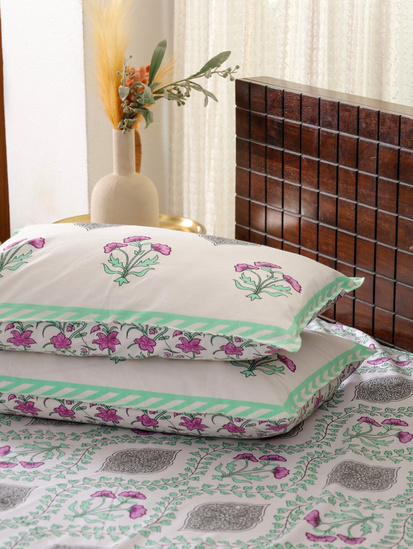 Rang Mahal Hand Block Printed Queen Size Bedsheet