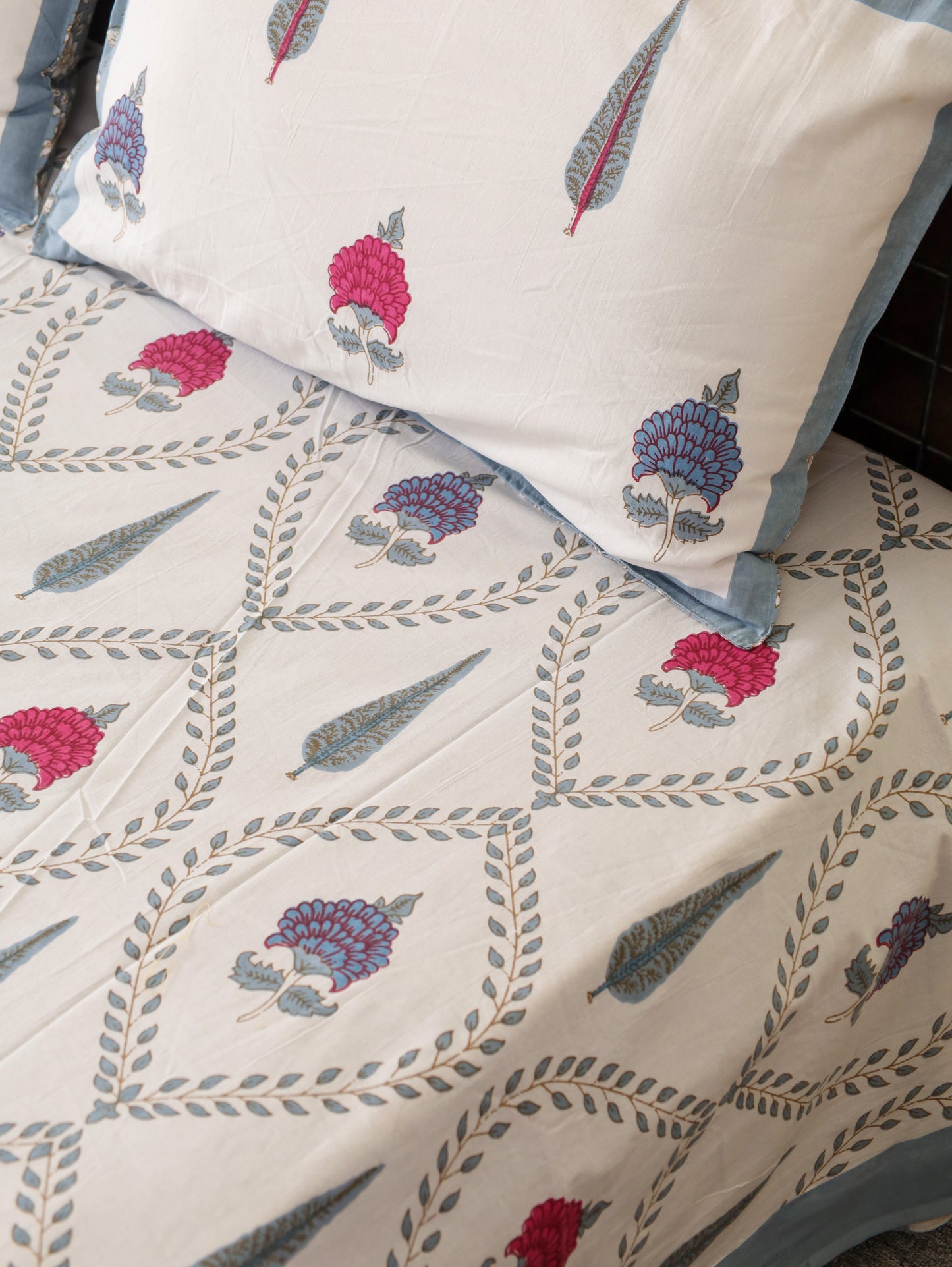 Gagan Ke Phool Hand Block Printed Queen Size Bedsheet