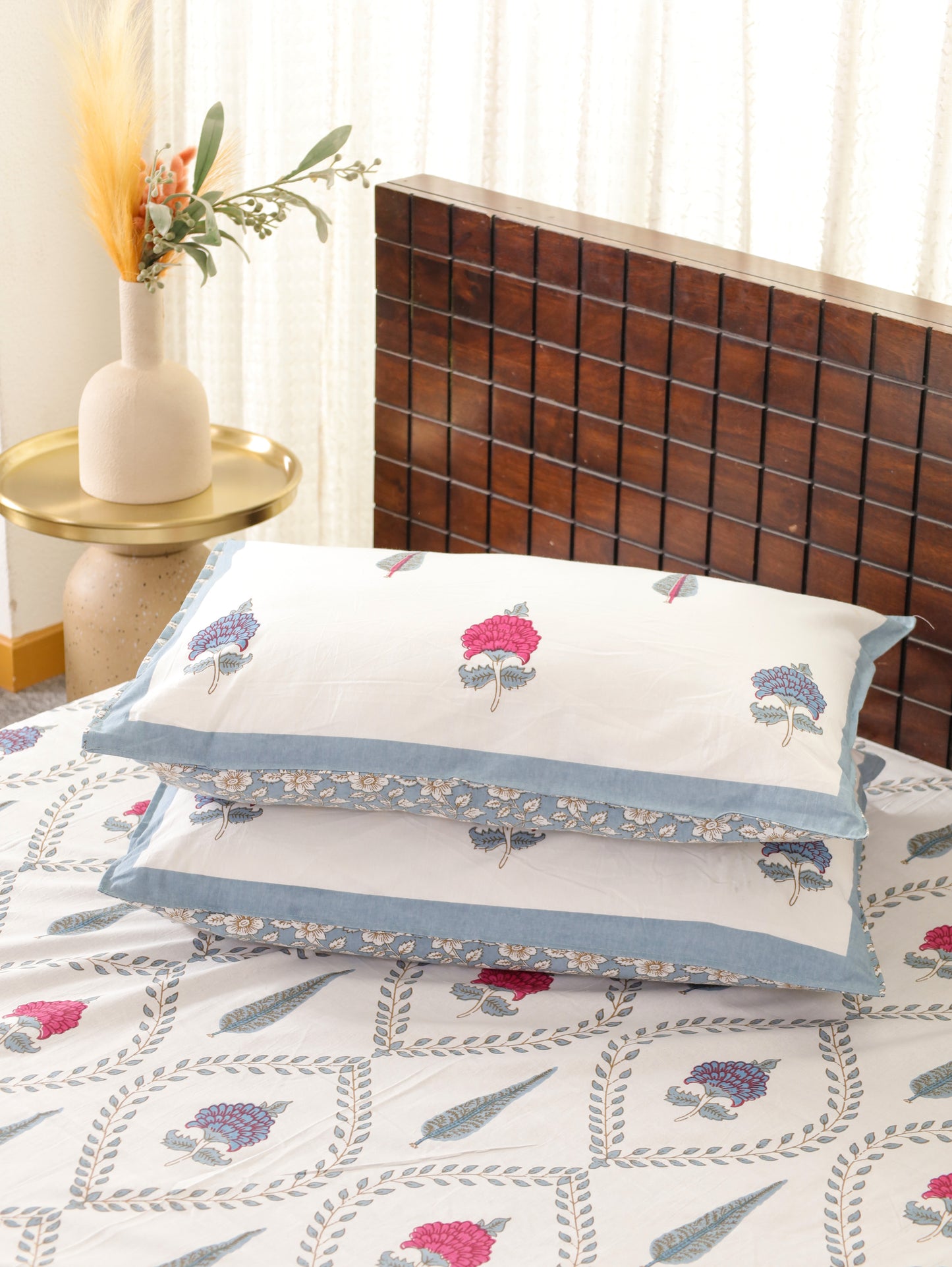 Gagan Ke Phool Hand Block Printed Queen Size Bedsheet