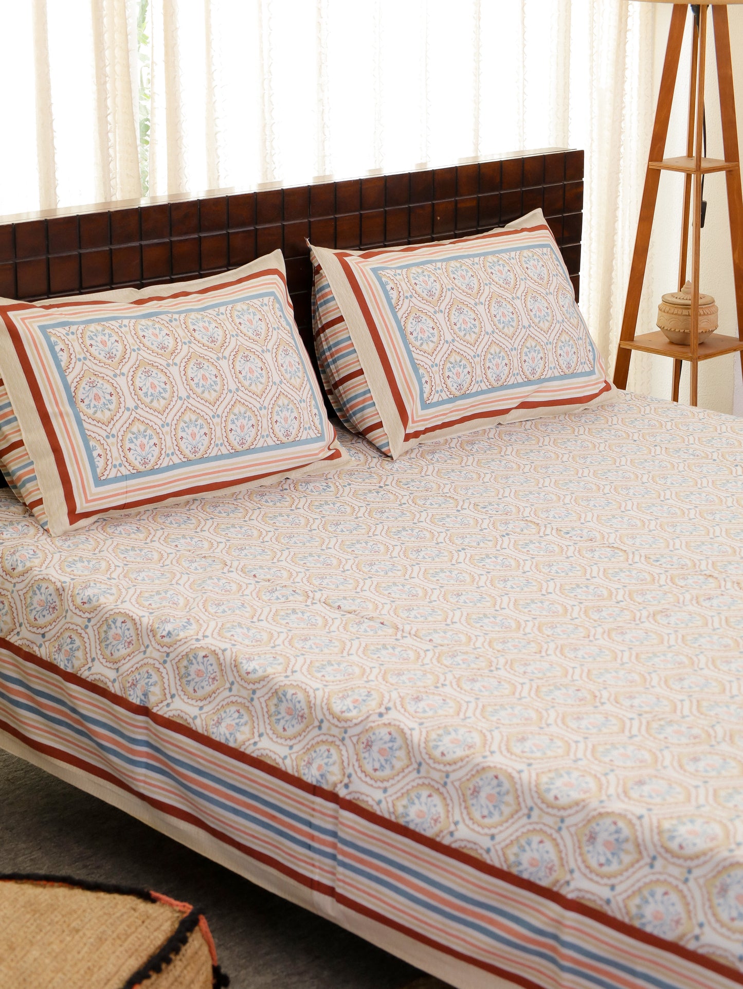 Bhoomi Rang Hand Block Printed Queen Size Bedsheet