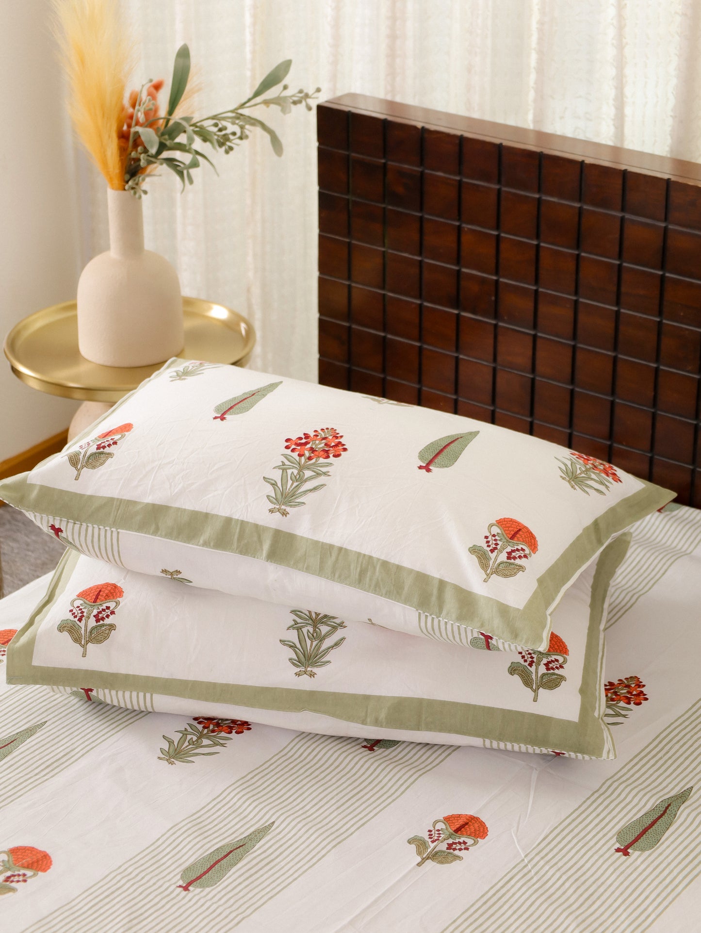 Hari Patti Hand Block Printed Queen Size Bedsheet