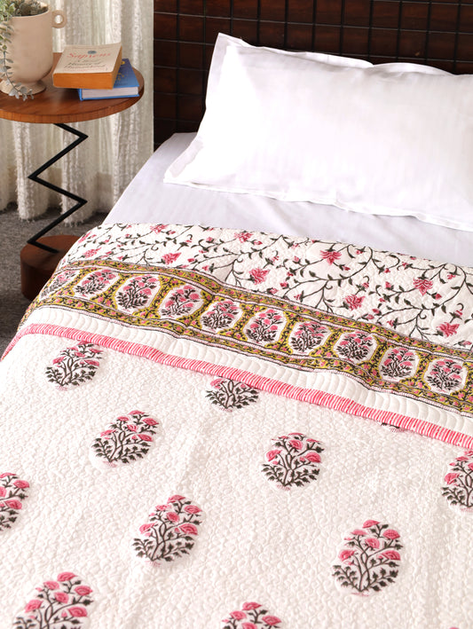 Rose Bazaar Hand Block Print Cotton AC Comforter