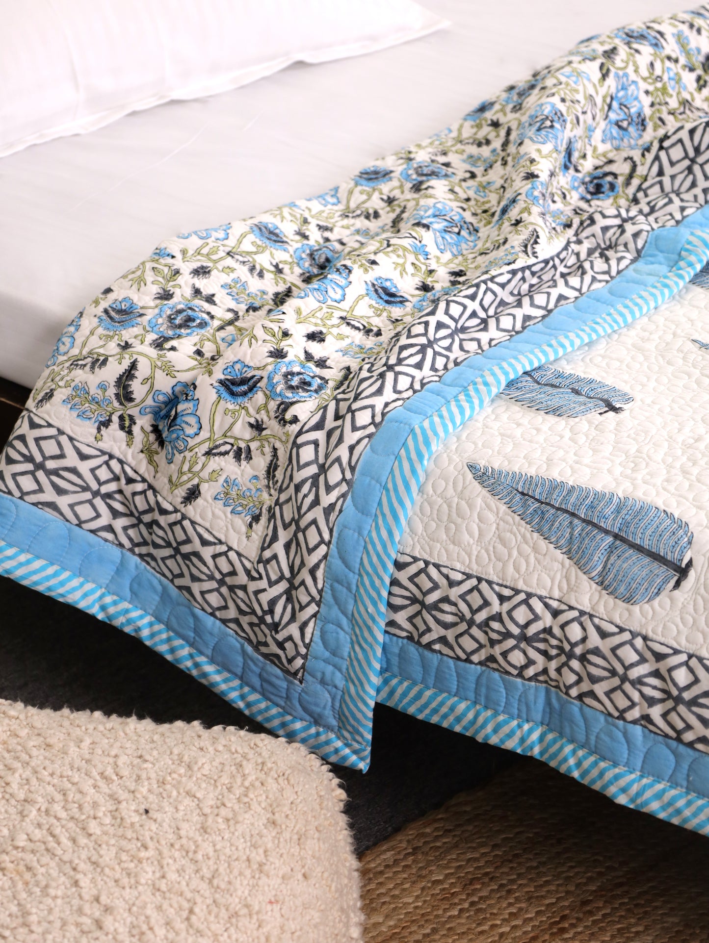Cozy Cloud Hand Block Print Cotton AC Comforter