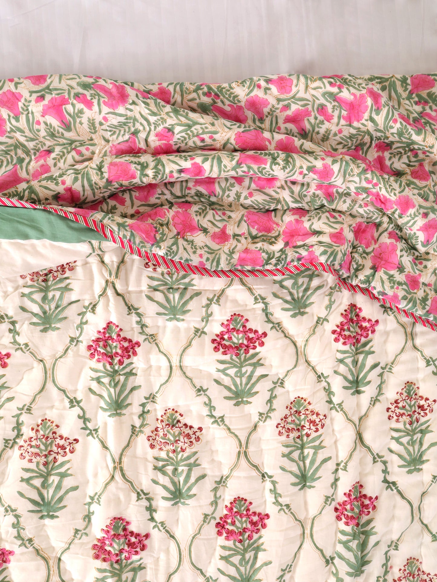 Garden Bloom – Hand Block Printed Cotton Quilt