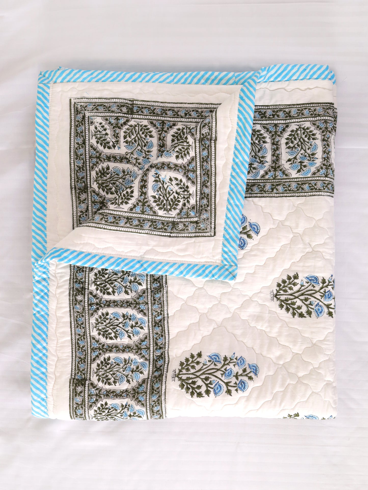 Sky Whisper Hand Block Printed Cotton AC Comforter