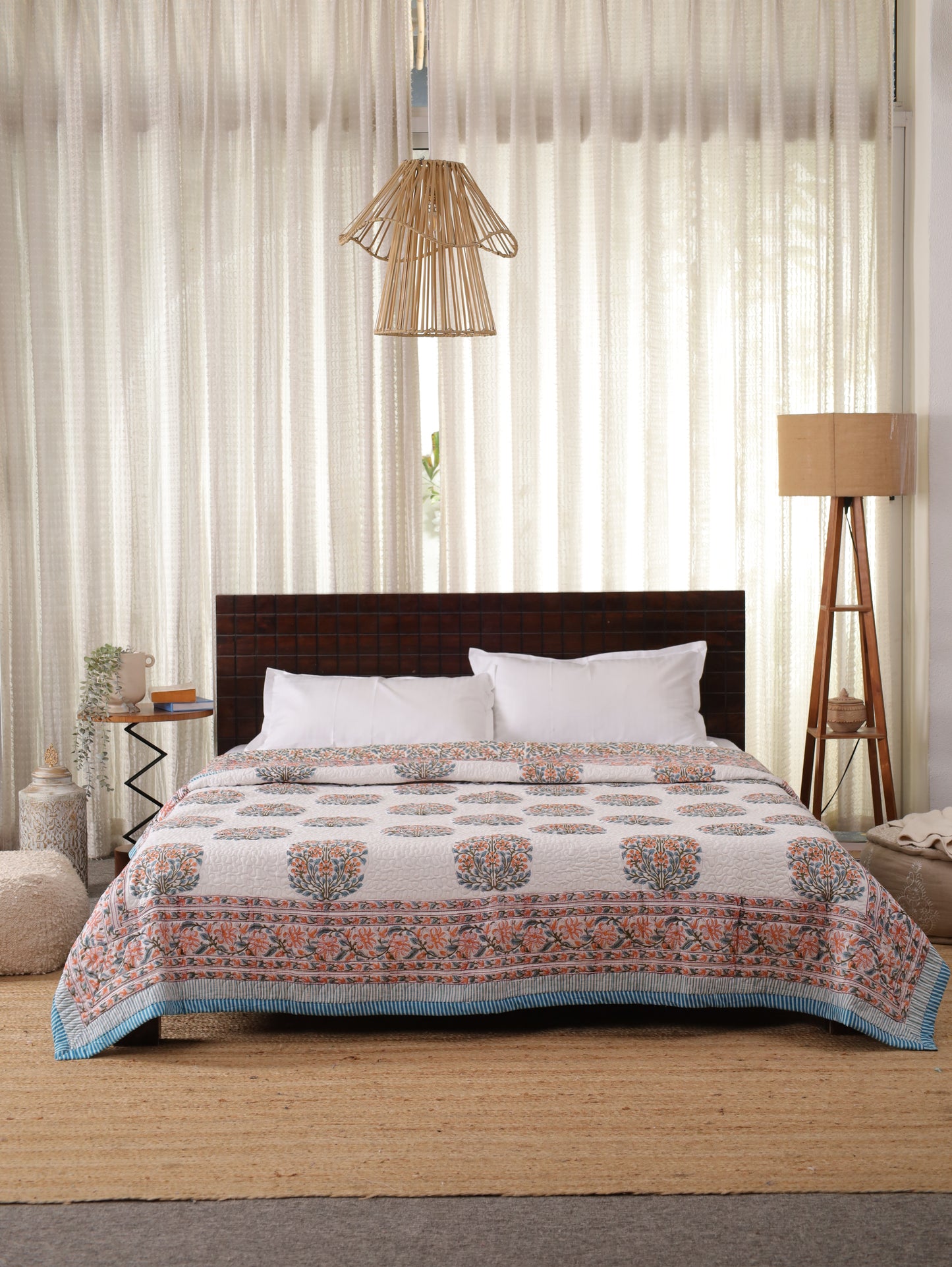 Cotton Candy Paisley Hand Block Print Cotton AC Comforter