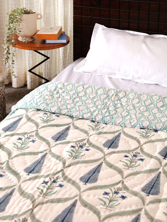 Wild Indigo – Hand Block Printed Cotton Quilt
