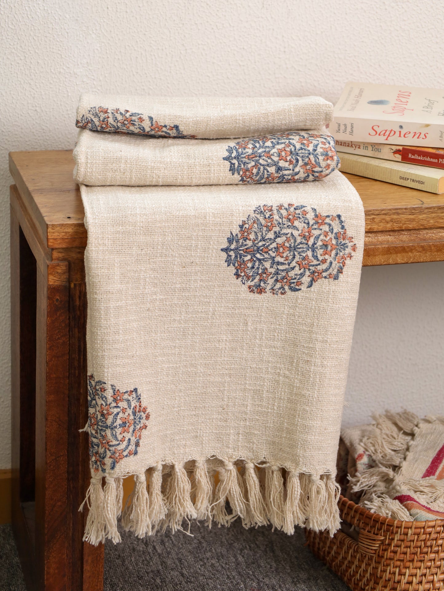 Tangerine Tide Hand Block Printed woven Throw