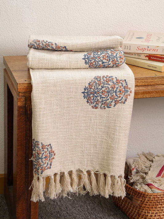Tangerine Tide Hand Block Printed woven Throw