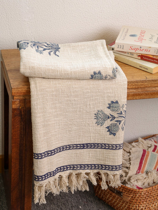 Sky Stamp Hand Block Printed woven Throw