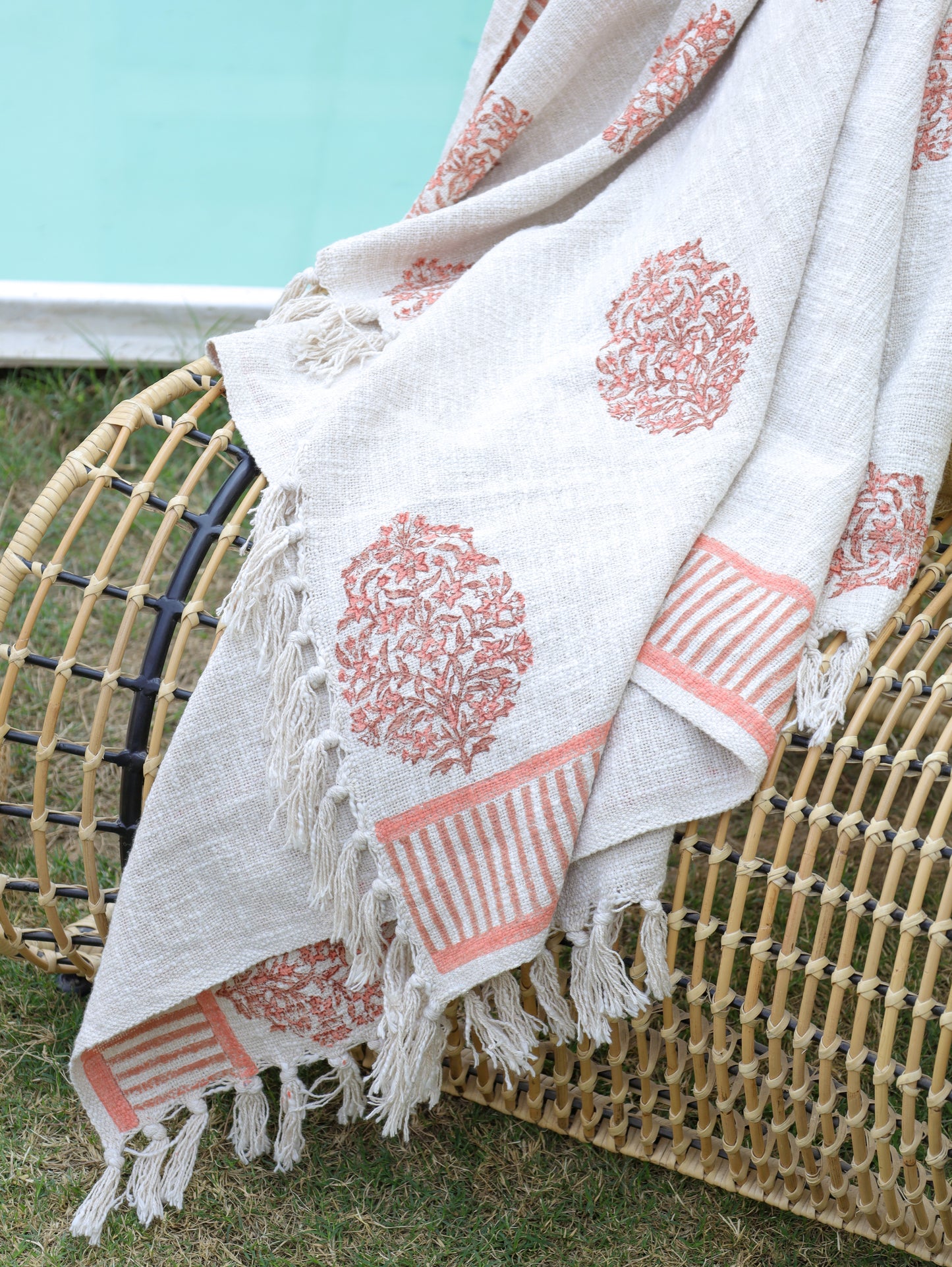 Blush Block Hand Block Printed woven Throw