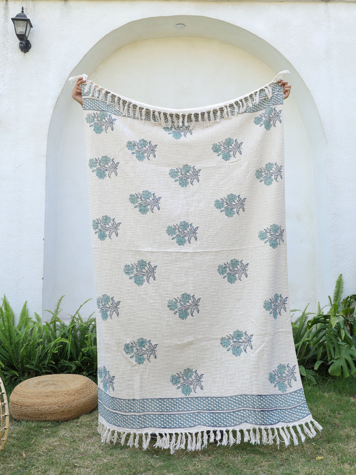 Blue Breeze Hand Block Printed woven Throw