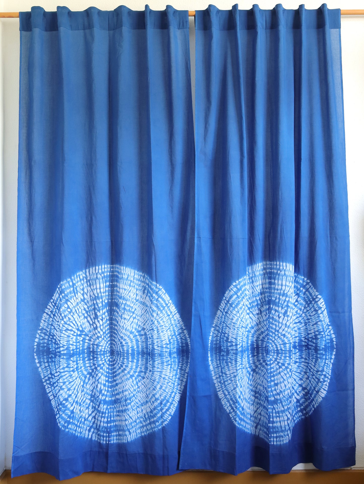 Neela Chakra Hand Dyed Shibori Cotton Curtains - Set of 2
