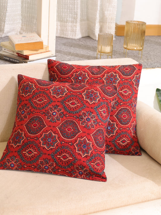 Folk Fusion Handcrafted Ajrakh Cushion Cover
