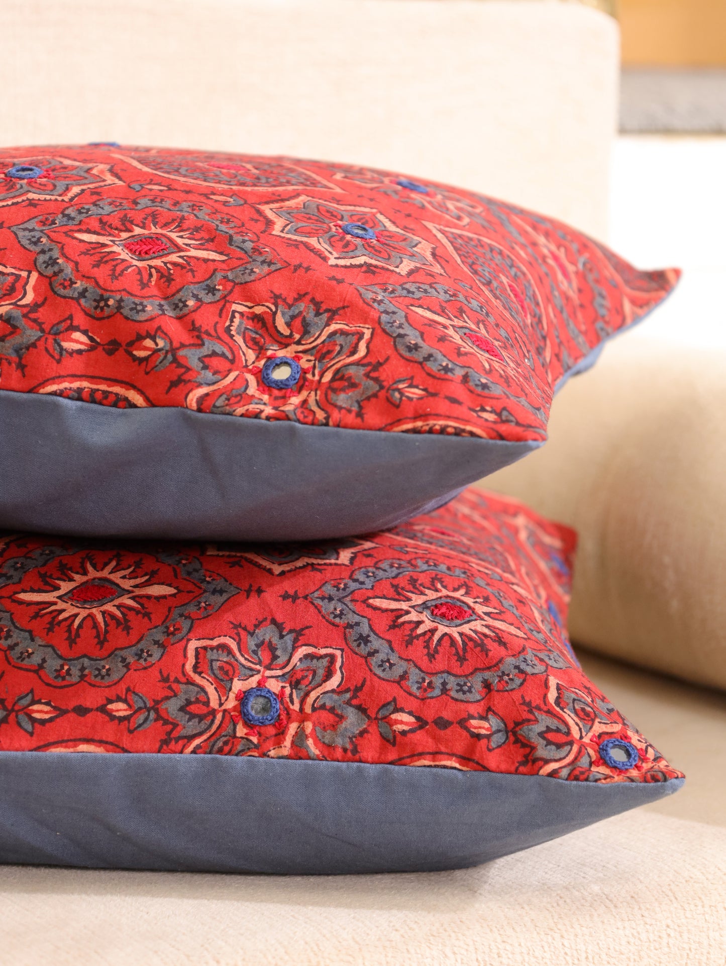 Folk Fusion Handcrafted Ajrakh Cushion Cover
