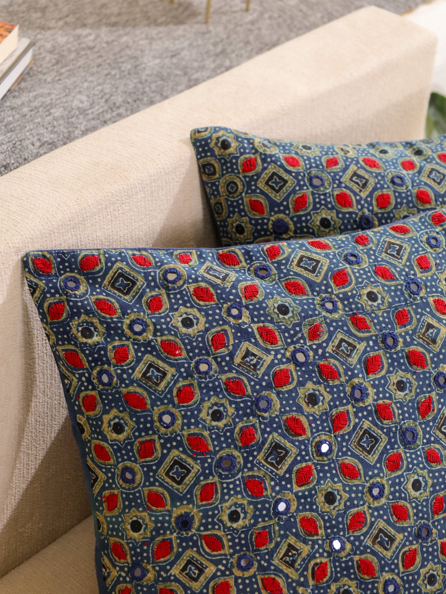 Color Rush Handcrafted Ajrakh Cushion Cover - Set of 2