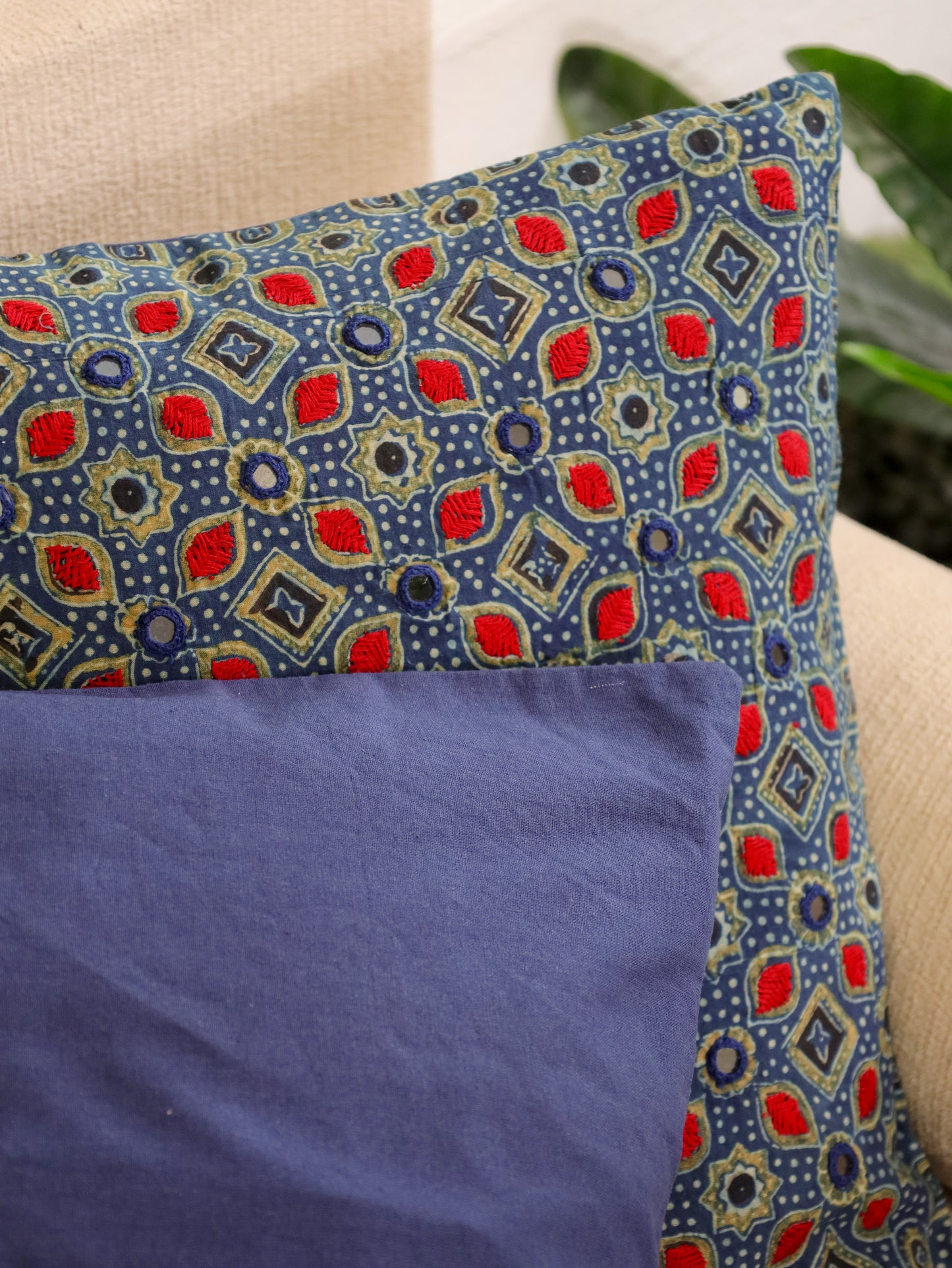 Color Rush Handcrafted Ajrakh Cushion Cover - Set of 2