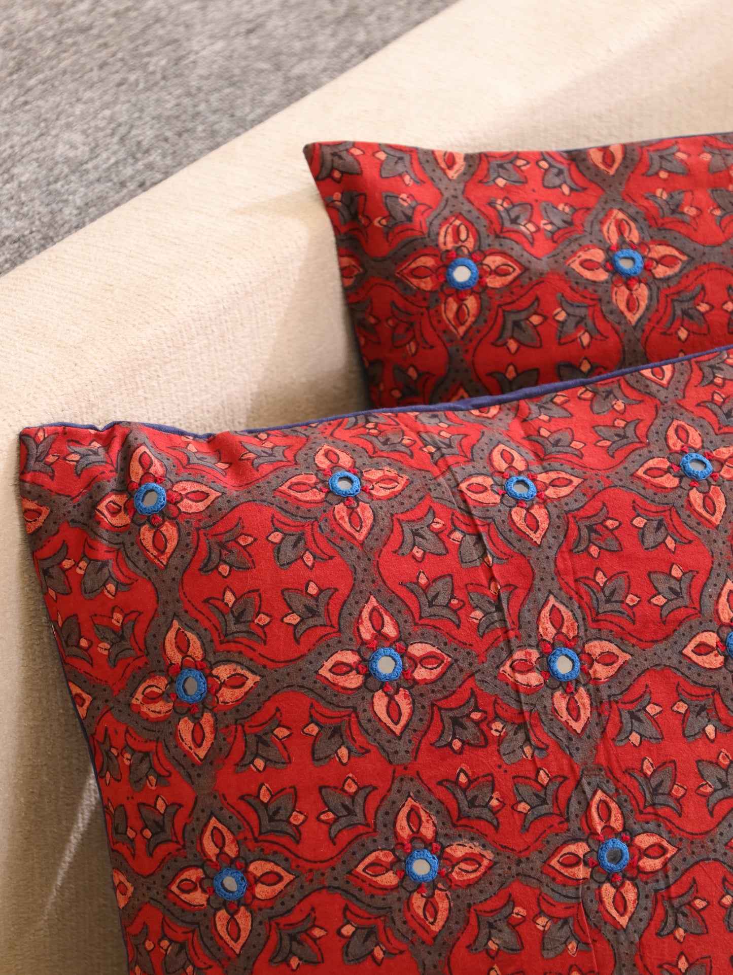 Timeless Threads Handcrafted Ajrakh Cushion Cover - Set of 2