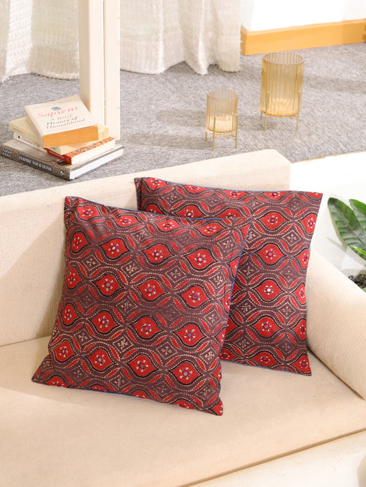 Timeless Threads Handcrafted Ajrakh Cushion Cover - Set of 2