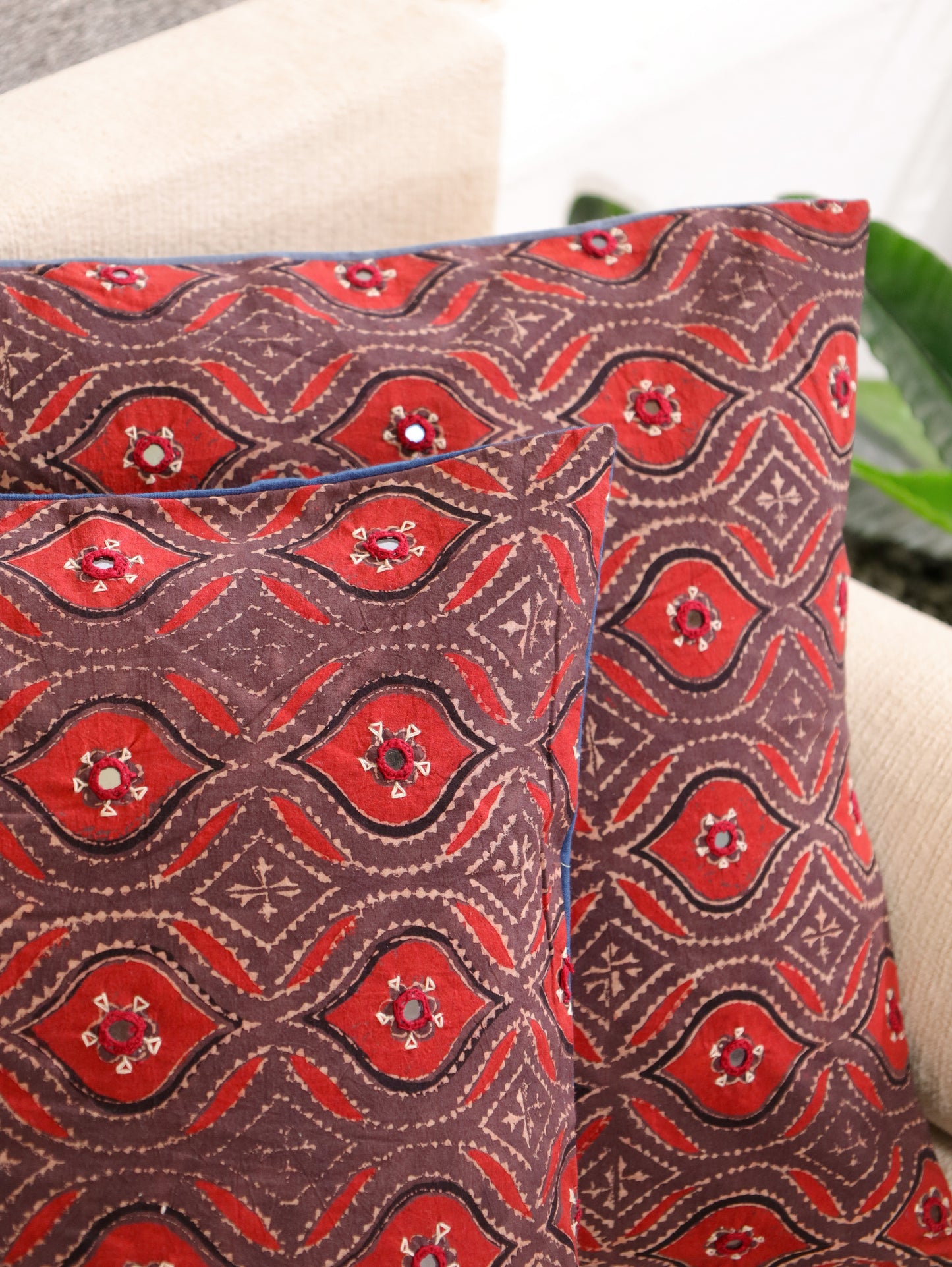 Timeless Threads Handcrafted Ajrakh Cushion Cover - Set of 2