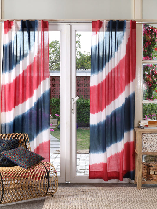 Painted Current Hand Dyed Shibori Cotton Curtains - Set of 2