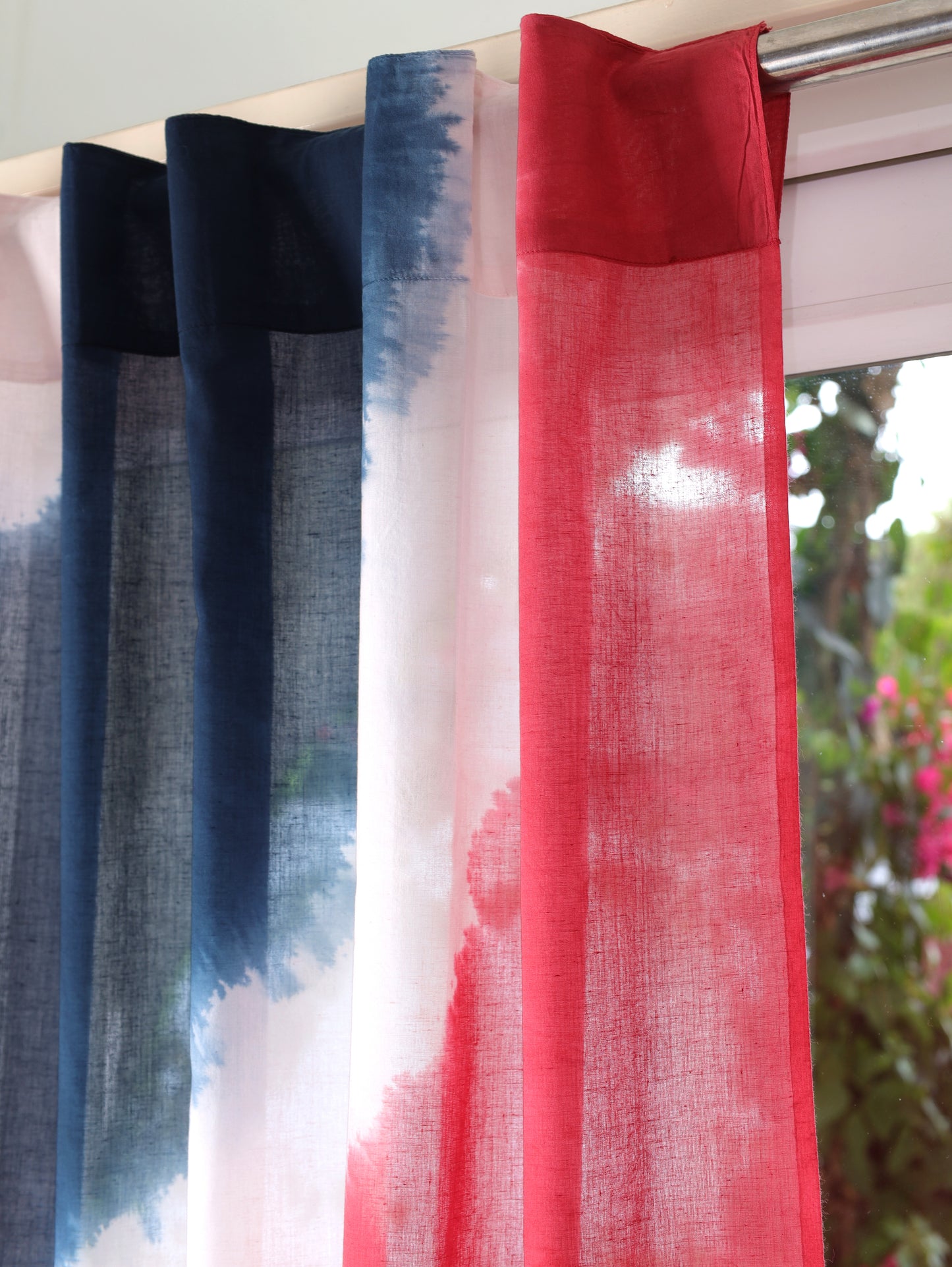 Painted Current Hand Dyed Shibori Cotton Curtains - Set of 2